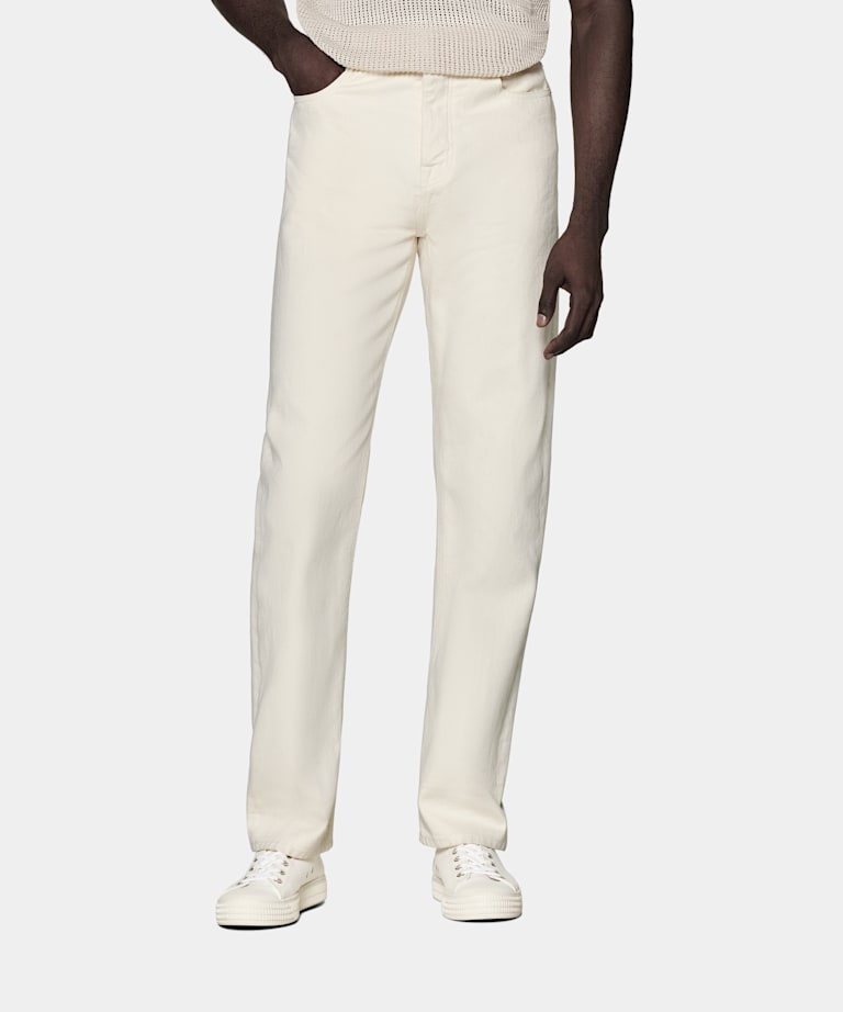 SUITSUPPLY Selvedge Denim von Candiani, Italien Charles Jeans off-white 5-Pocket