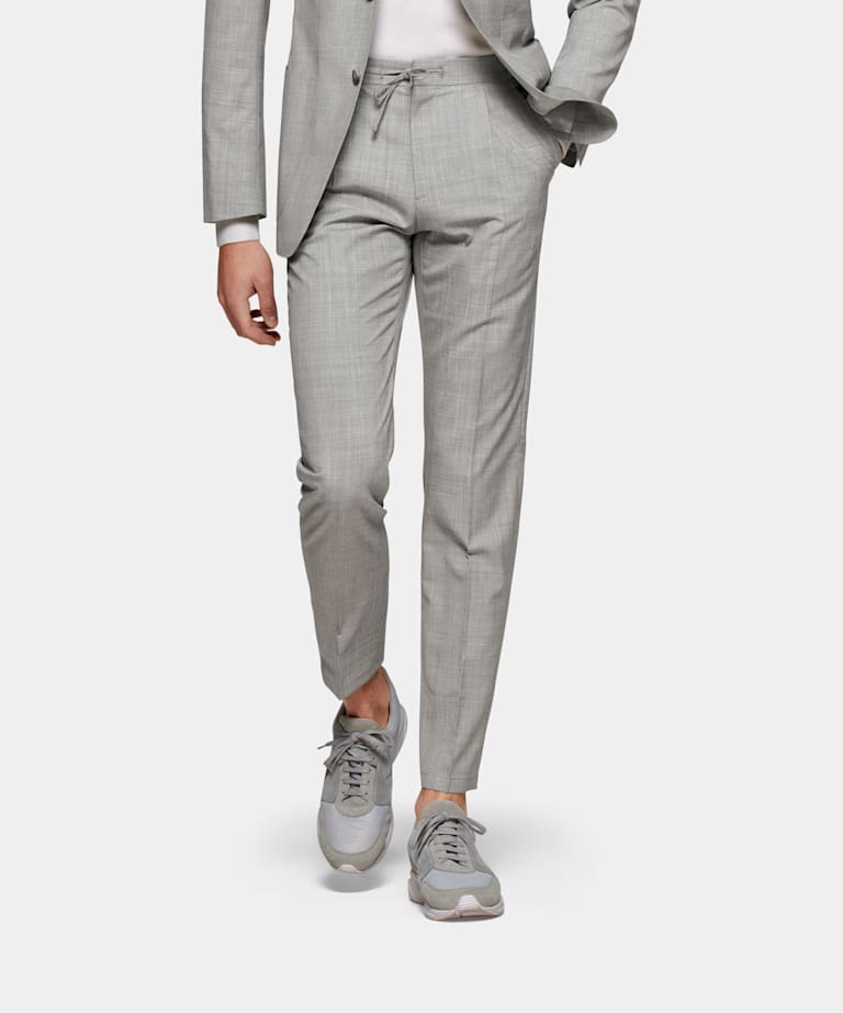 Pantalones Ames gris claro con cordel