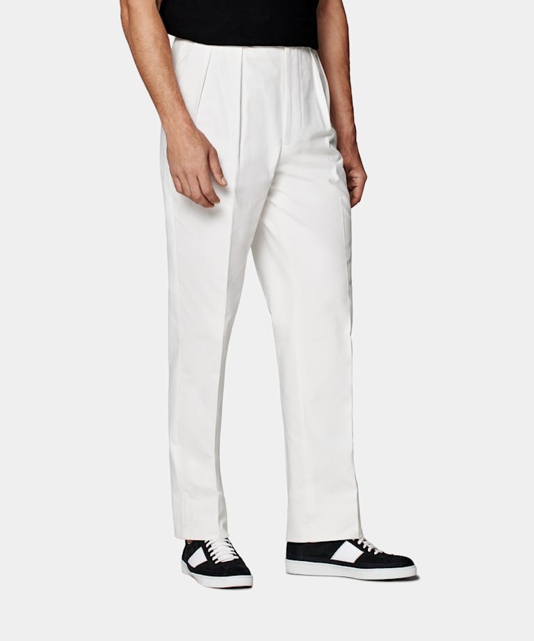 SUITSUPPLY Pure Cotton by Beste, Italy Off-White Pleated Mira Pants
