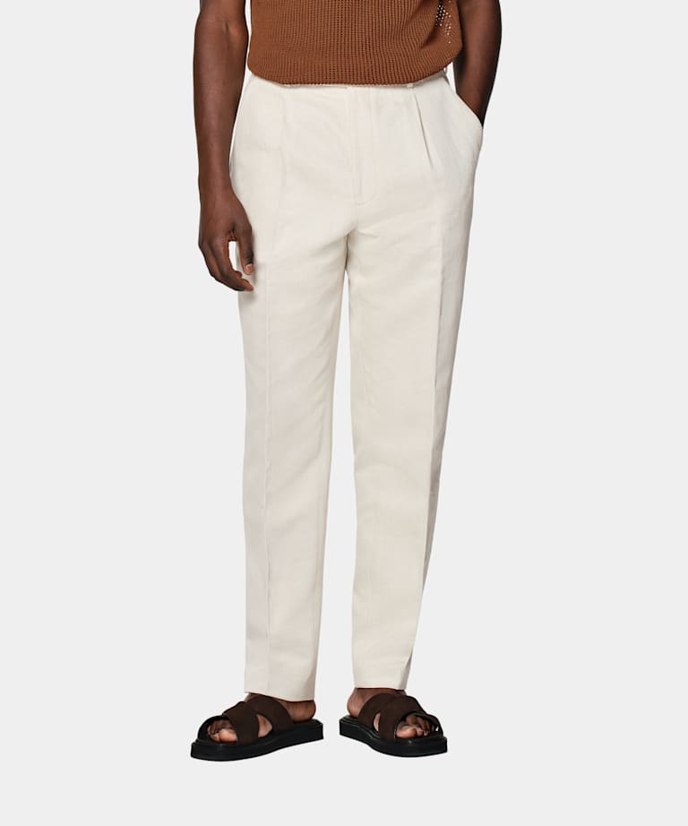 SUITSUPPLY Cotton Linen by Di Sondrio, Italy Sand Firenze Trousers