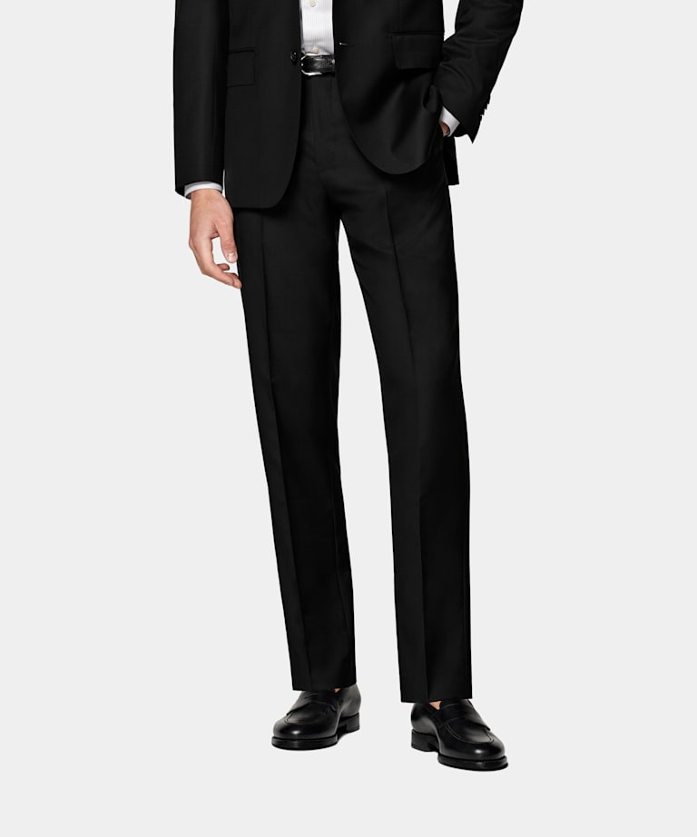SUITSUPPLY All Season Pure S110's Wool by Vitale Barberis Canonico, Italy Black Slim Leg Straight Suit Trousers