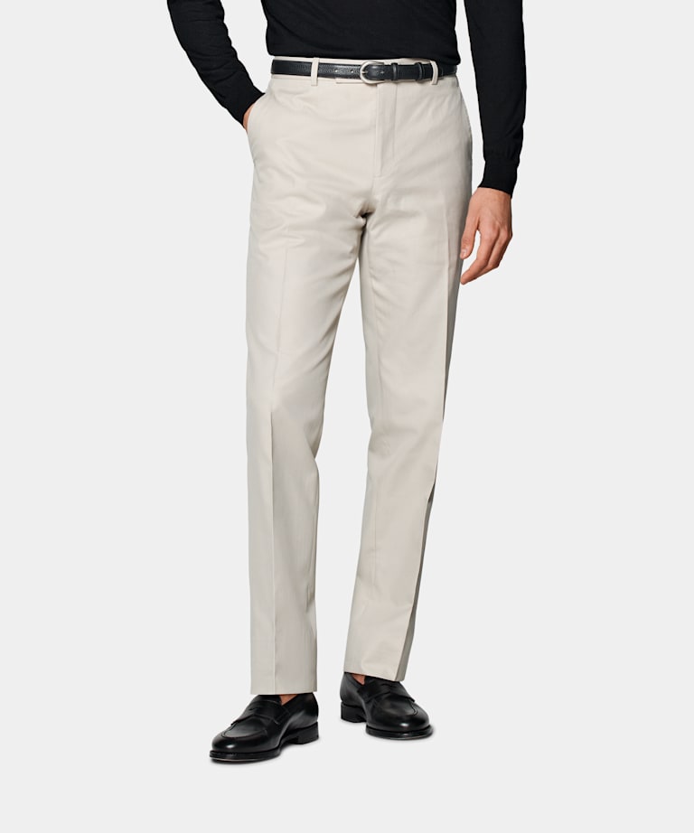 SUITSUPPLY Pure Cotton by E.Thomas, Italy Sand Milano Trousers