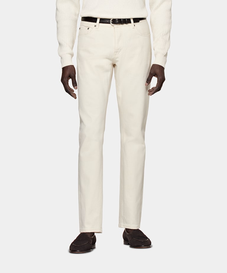 SUITSUPPLY Stretch Denim by Berto, Italy  Off-White 5 Pocket Jules Jeans