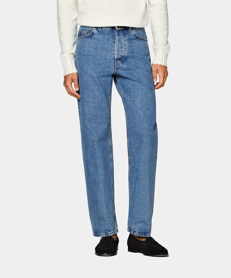 Mid Blue 5 Pocket Charles Jeans