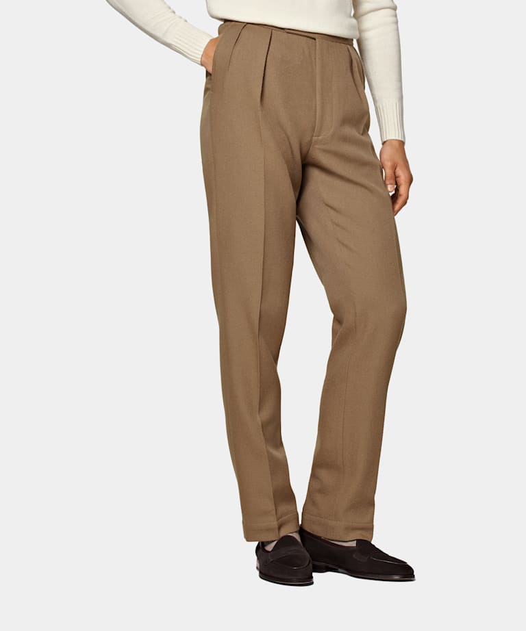 Pantalones Mira marrón intermedio plisados