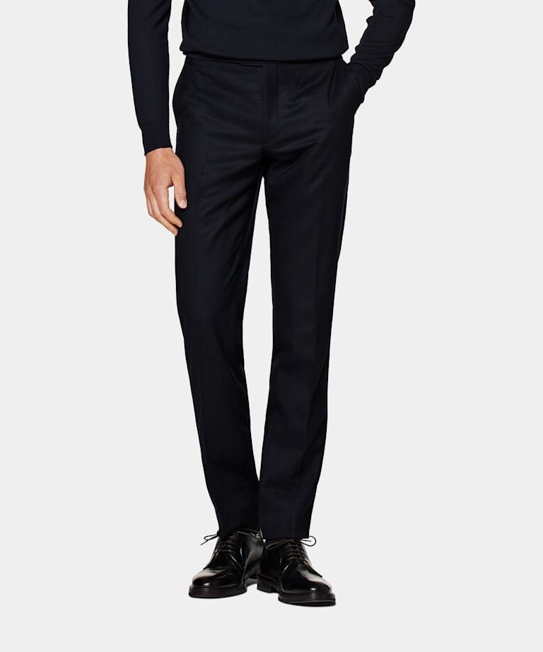 SUITSUPPLY Pure S120's Flannel Wool by Vitale Barberis Canonico, Italy  Navy Brescia Pants