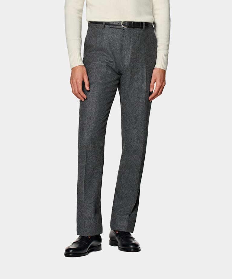 SUITSUPPLY Circular Wool Flannel by Vitale Barberis Canonico, Italy Mid Grey Milano Trousers