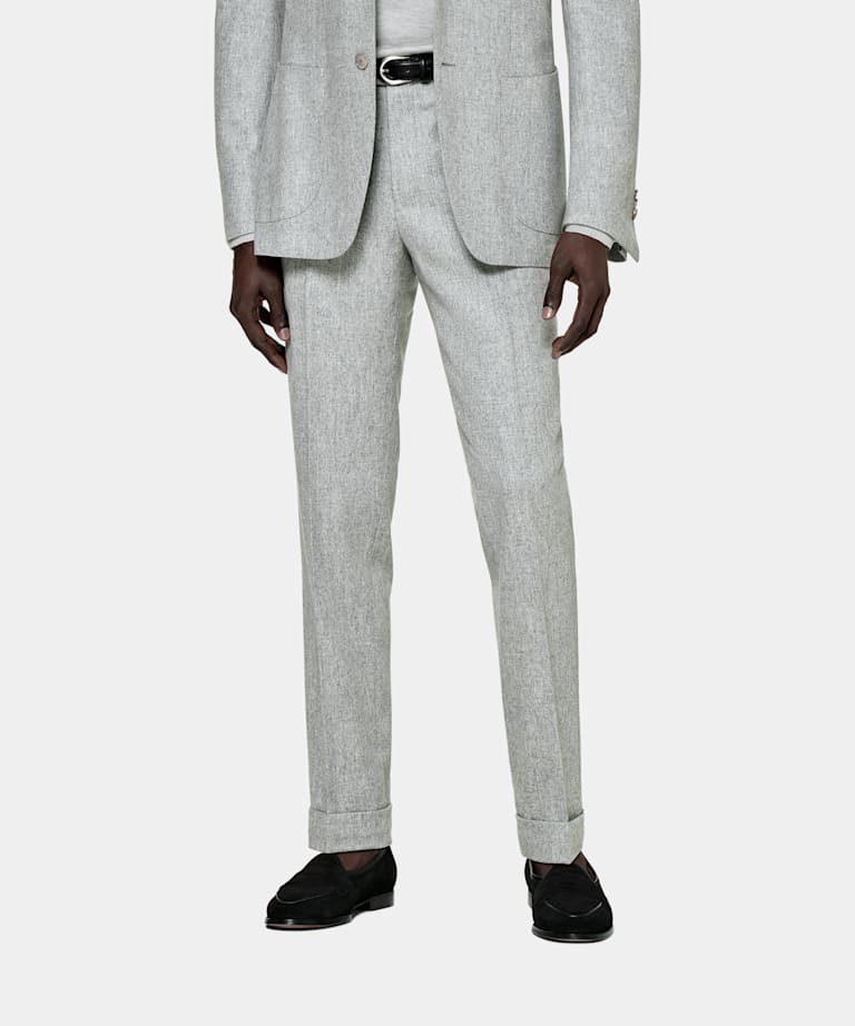 SUITSUPPLY Circular Wool Flannel by Vitale Barberis Canonico, Italy  Light Grey Soho Pants