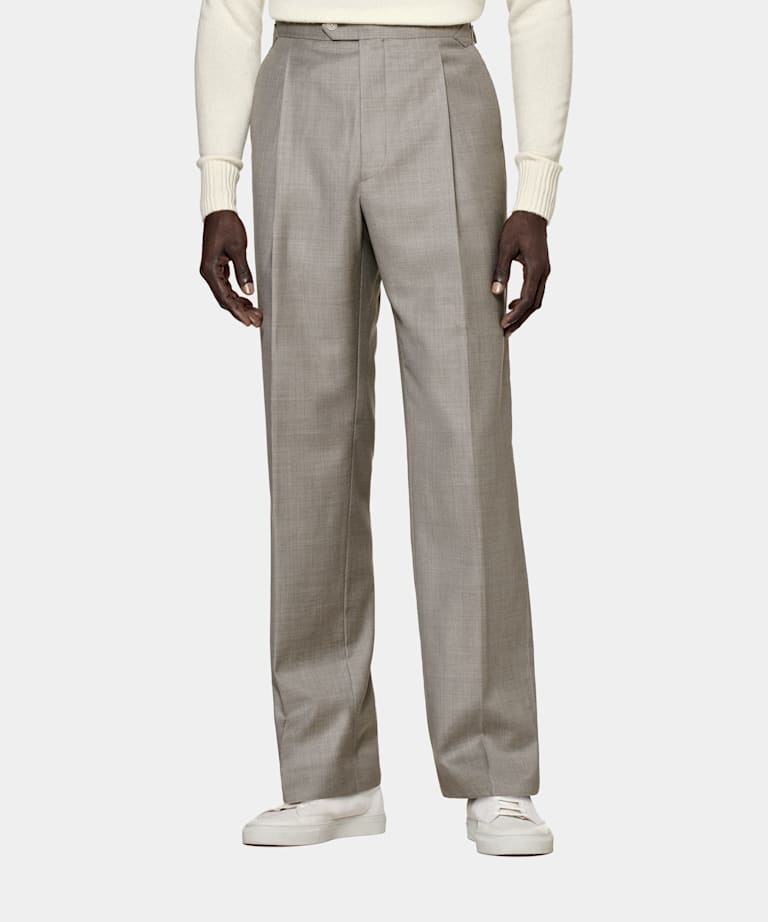 SUITSUPPLY Pure S110's Wool by Vitale Barberis Canonico, Italy Sand Pleated Duca Trousers