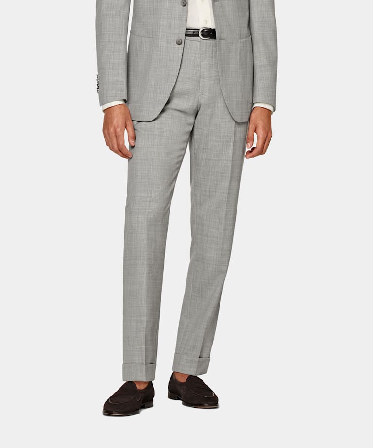 SUITSUPPLY Pura lana tropical S120s de Vitale Barberis Canonico, Italia Pantalones de traje Soho gris claro