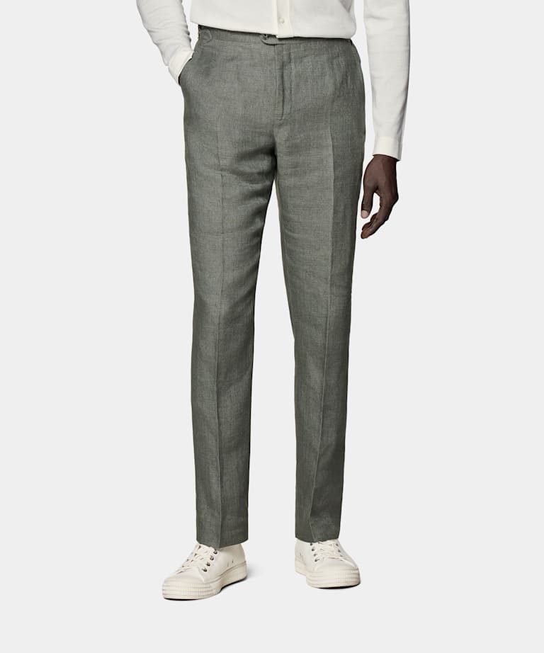 SUITSUPPLY Pure Linen by Solbiati, Italy Light Green Brescia Trousers
