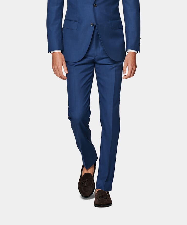 SUITSUPPLY Pure laine S110's - Vitale Barberis Canonico, Italie Pantalon de costume Brescia bleu moyen