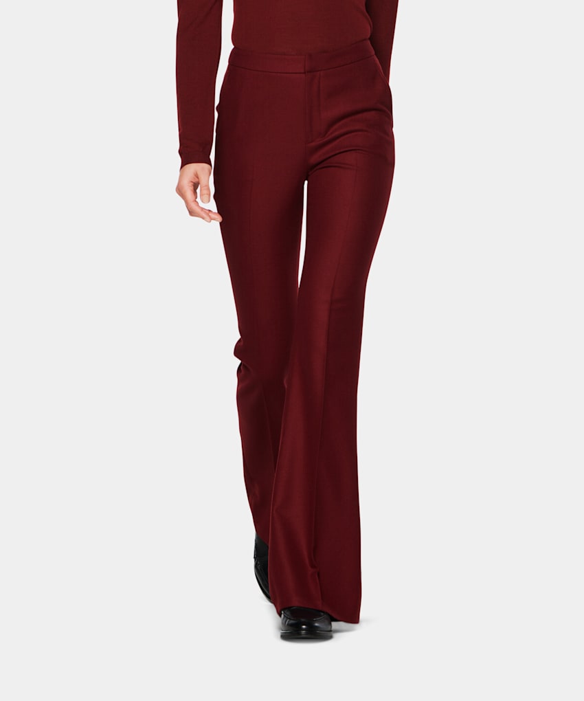 Burgundy flared trousers clearance