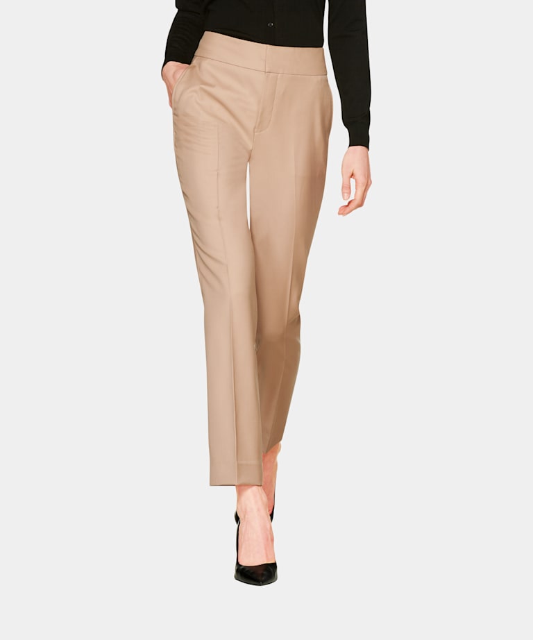 Camel Wide Leg Tailored Trousers  New Look