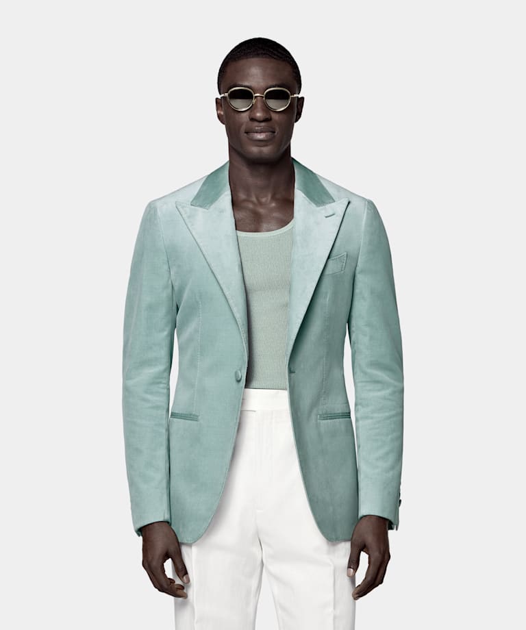 Mid Blue Tailored Fit Havana Dinner Jacket