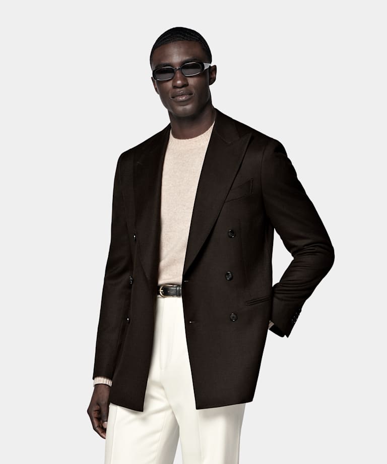 Dark Brown Tailored Fit Havana Suit Jacket