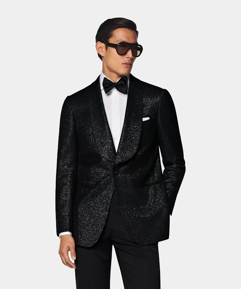Black Striped Tailored Fit Milano Dinner Jacket