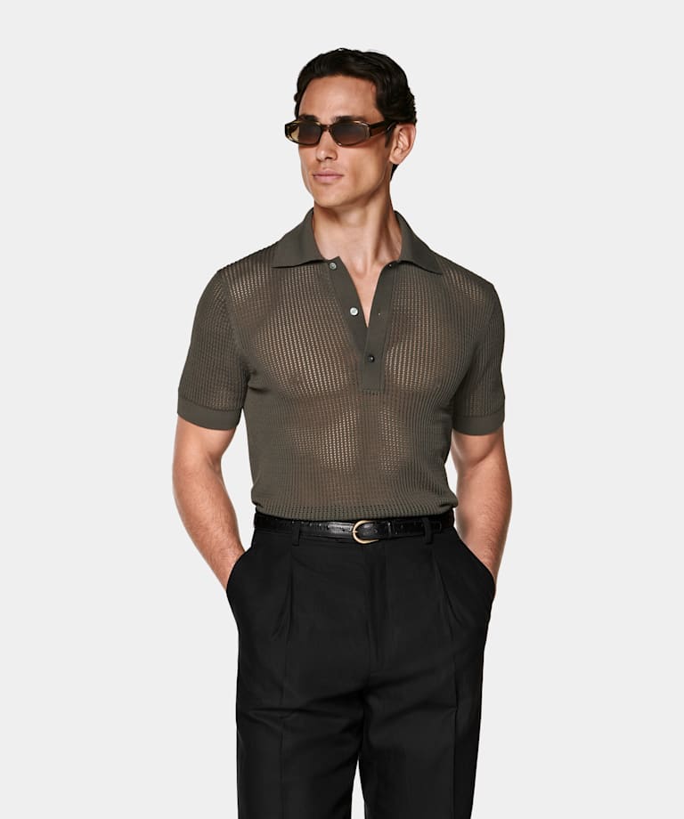 Green Crochet Polo