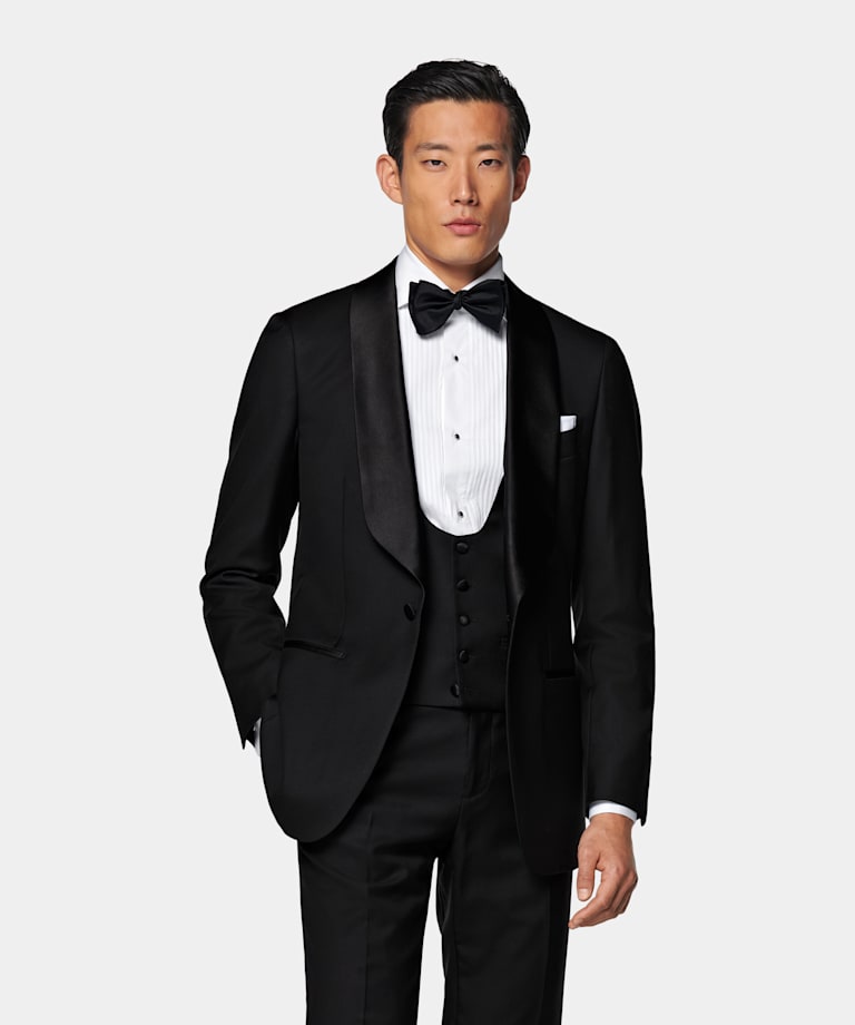 Black Three-Piece Tailored Fit Havana Tuxedo