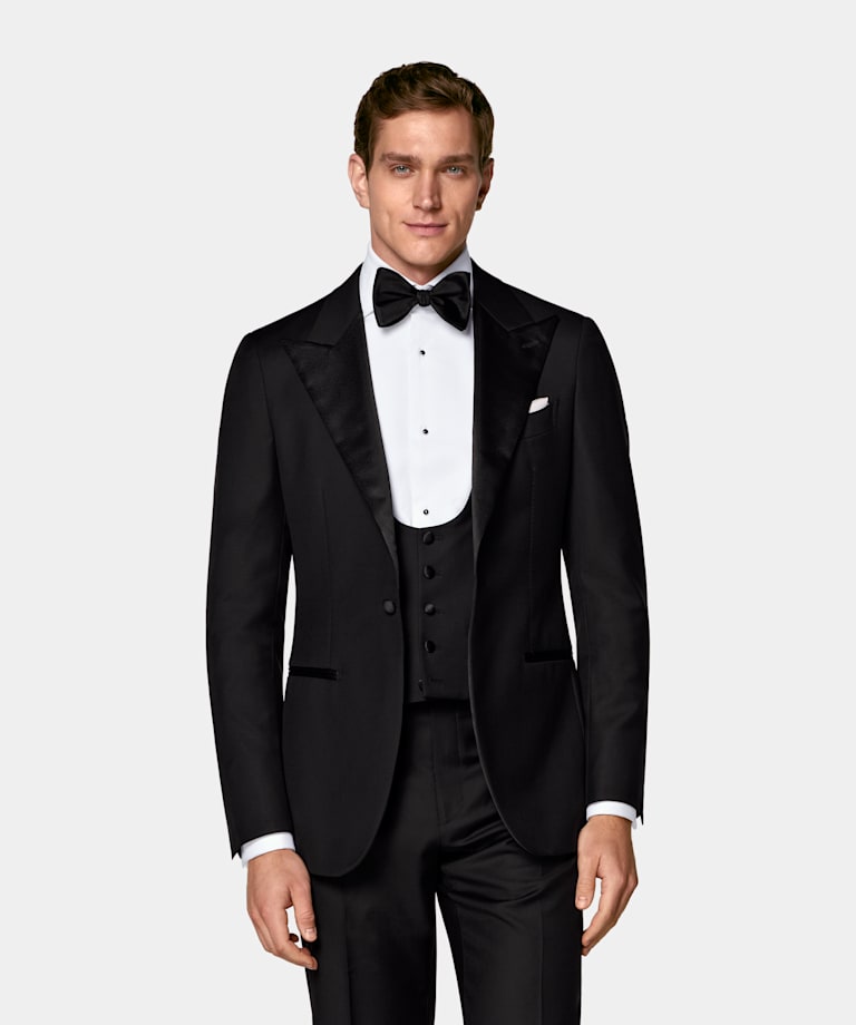 Black Three-Piece Tailored Fit Havana Tuxedo