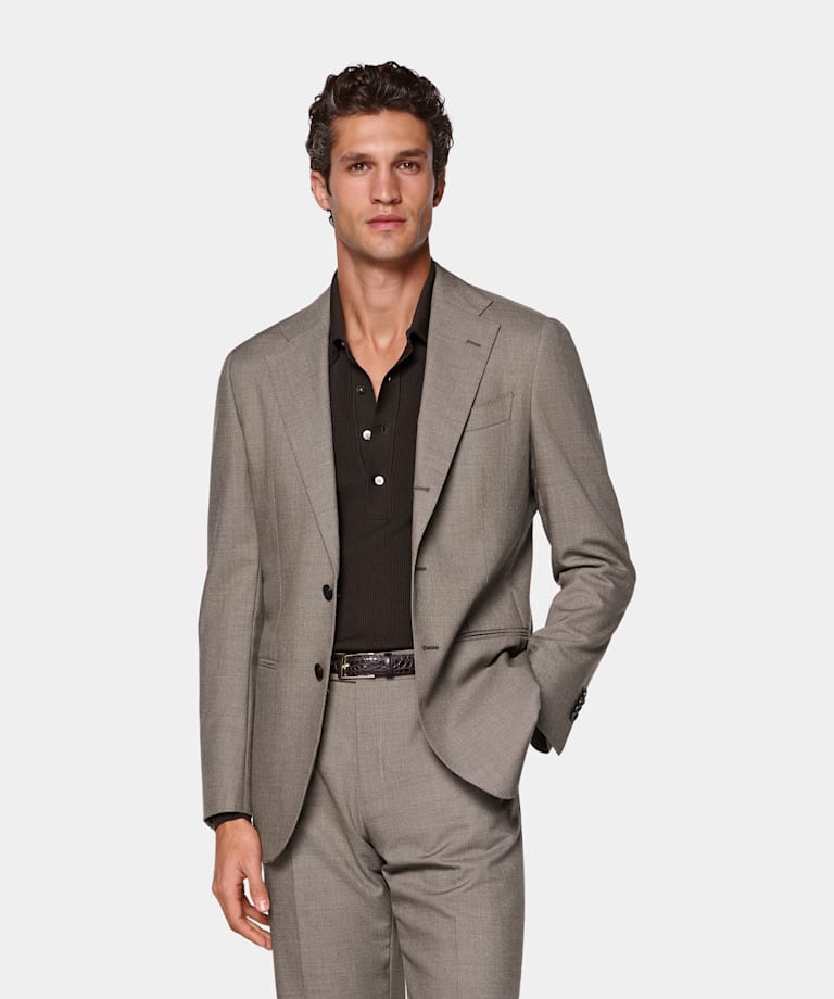 Taupe Tailored Fit Havana Suit