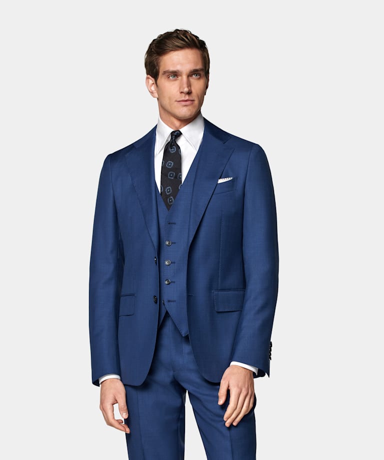 Mid Blue Three-Piece Tailored Fit Havana Suit