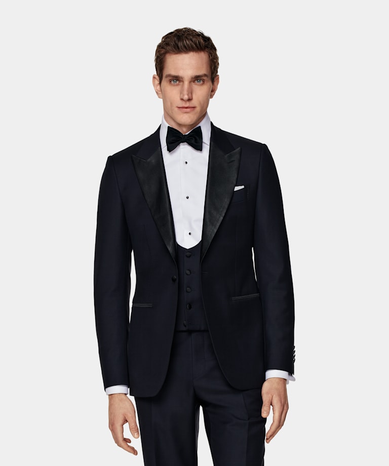  Navy Three-Piece Tailored Fit Lazio Tuxedo