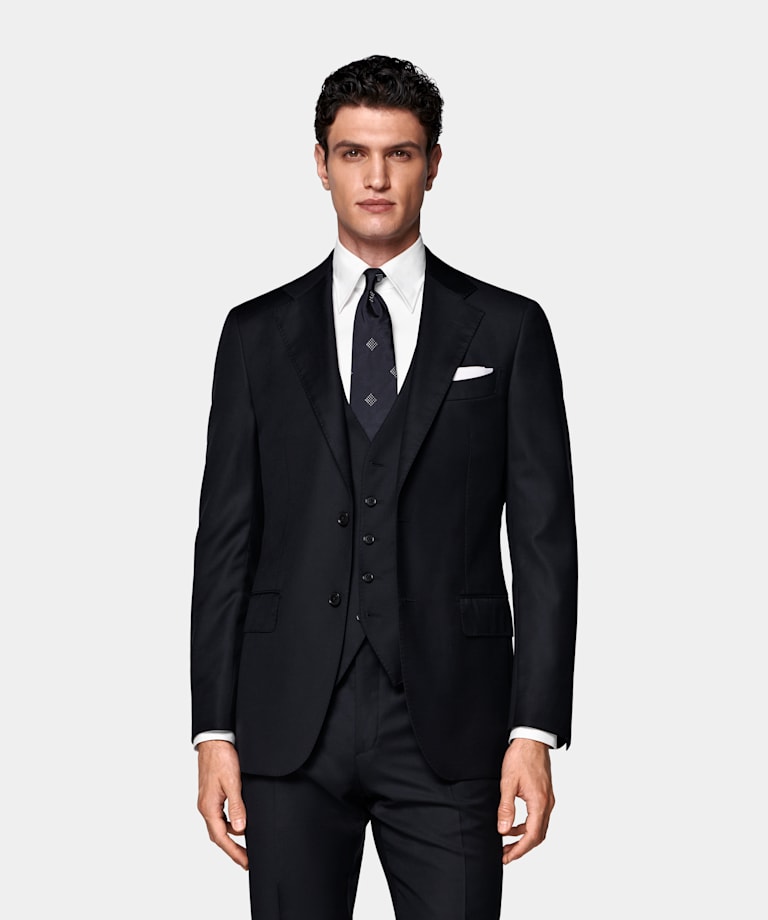 Navy Three-Piece Tailored Fit Havana Suit