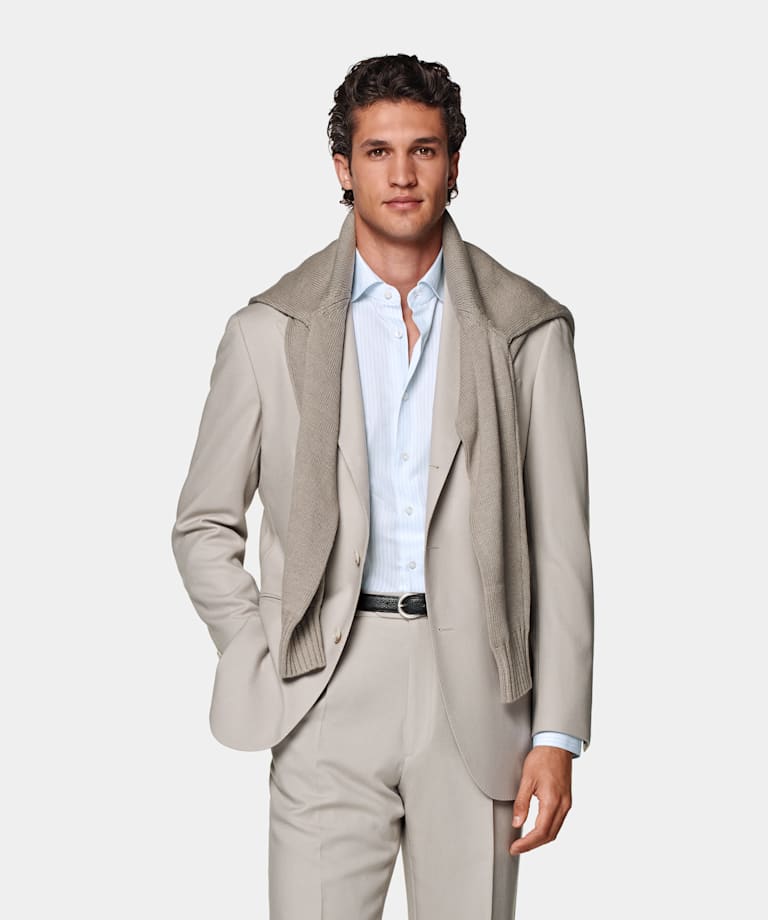 Light Taupe Relaxed Fit Roma Suit