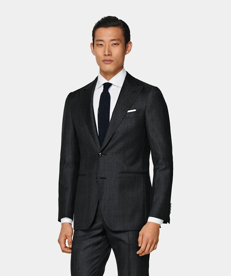 Dark Grey Checked Tailored Fit Havana Suit