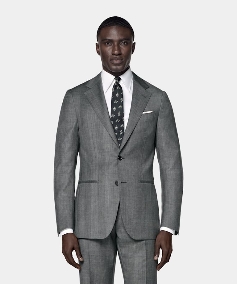 Dark Grey Checked Tailored Fit Havana Suit