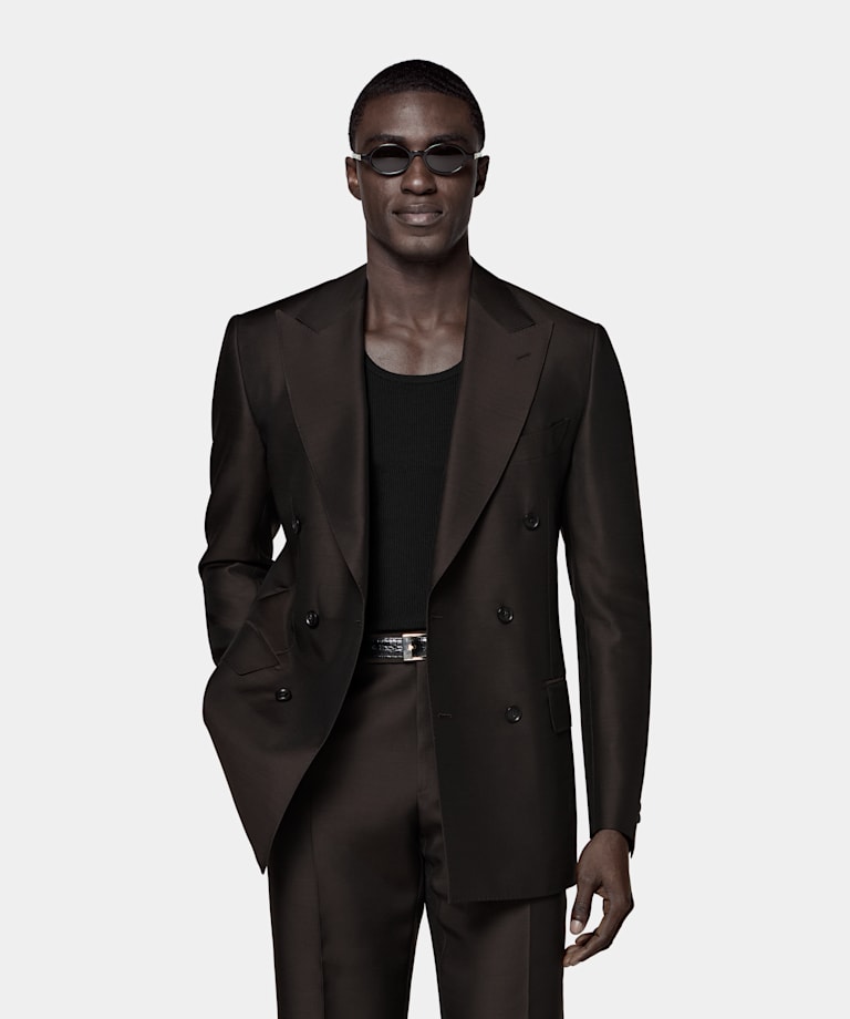 Dark Brown Tailored Fit Milano Suit