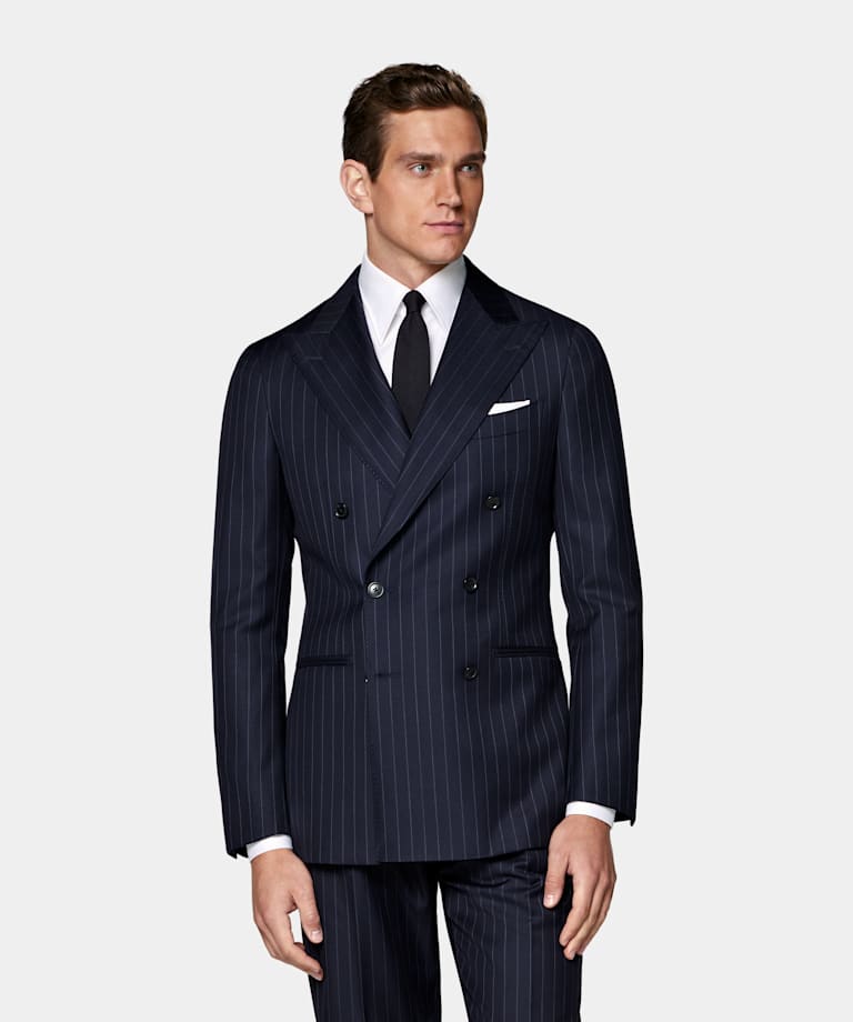 Navy Havana Gestreept Tailored Fit Pak