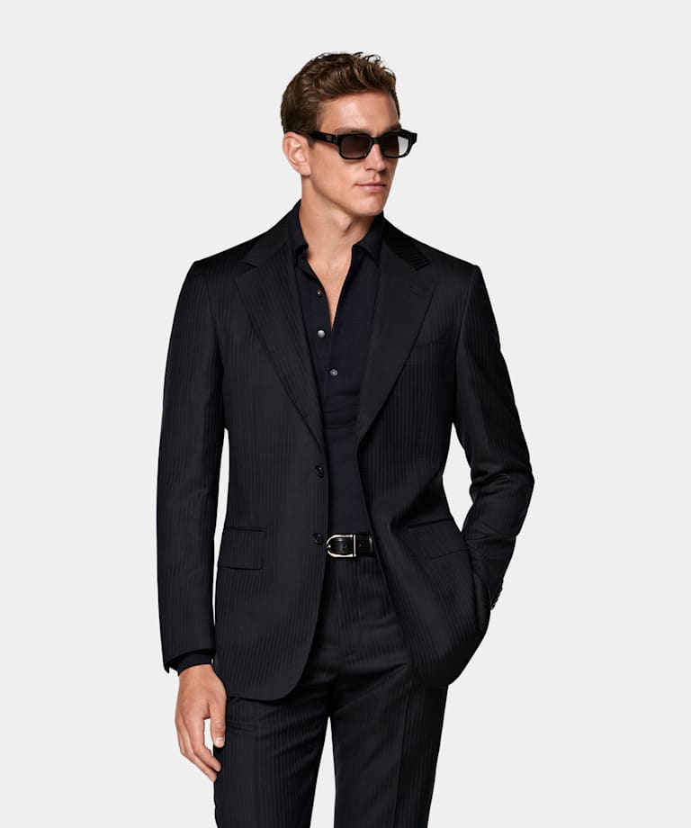 Milano Anzug navy gestreift Tailored Fit