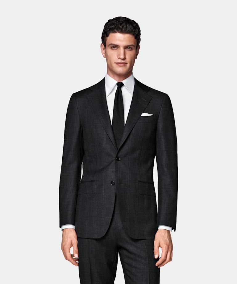 Dark Grey Checked Tailored Fit Havana Suit