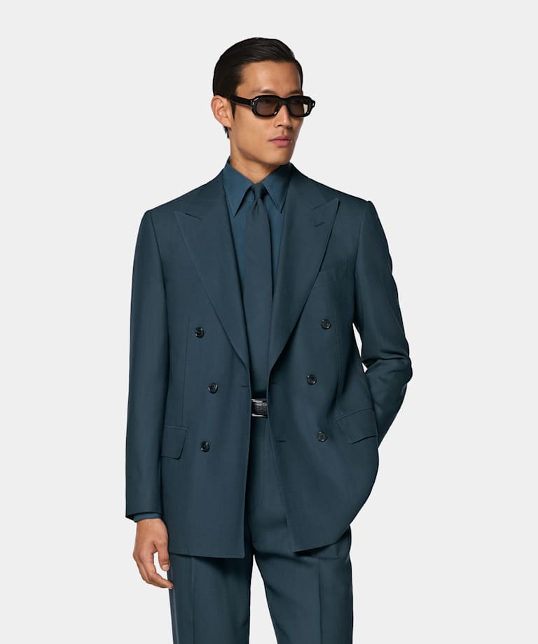 Costume Milano coupe Tailored bleu moyen