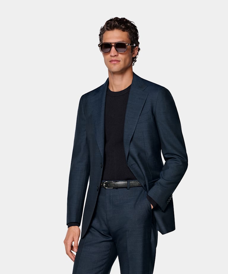 Havana Perennial marinblå, rutig kostym med tailored fit