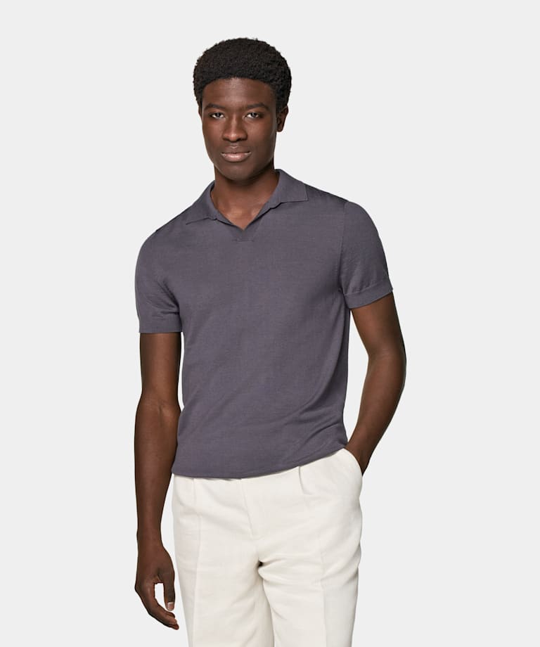 Men's Polo Shirts - Cashmere & Cotton Long Sleeve Polo Shirts ...