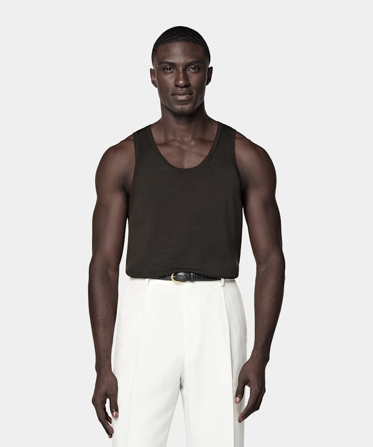Dark Brown Knitted Tank Top