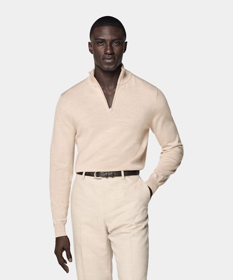 Sand Merino Half Zip