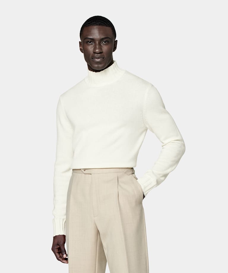 Off-White Mock Neck