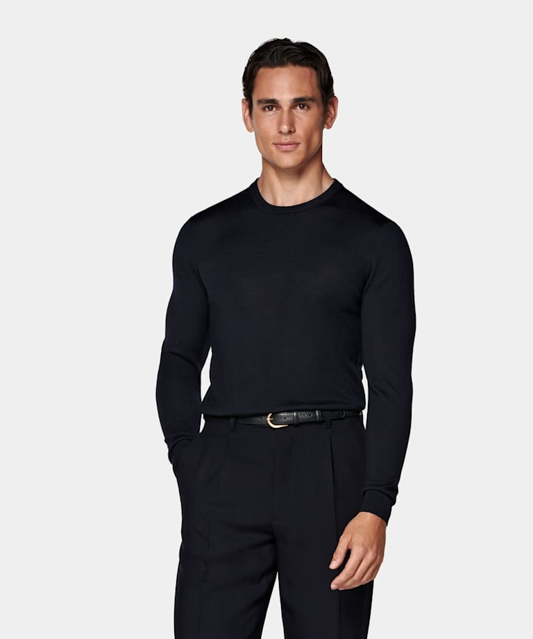 Navy Merino Crewneck