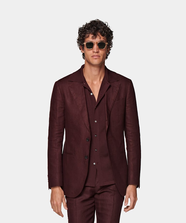 Burgundy Tailored Fit Havana Suit