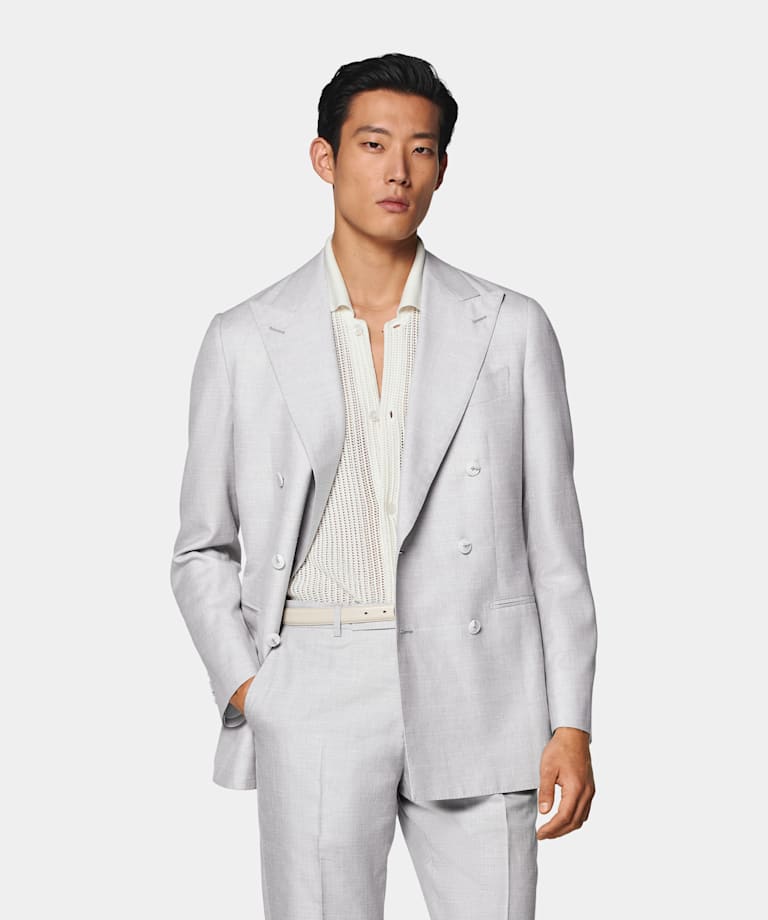 Light Grey Tailored Fit Havana Suit