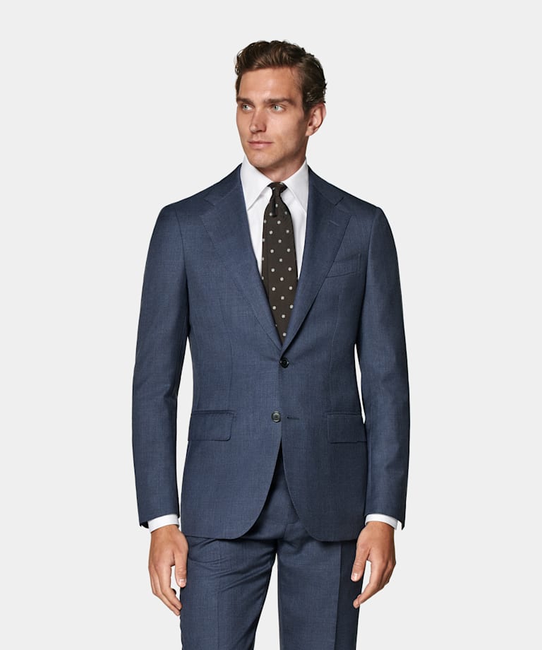 Costume Havana coupe Tailored bleu moyen