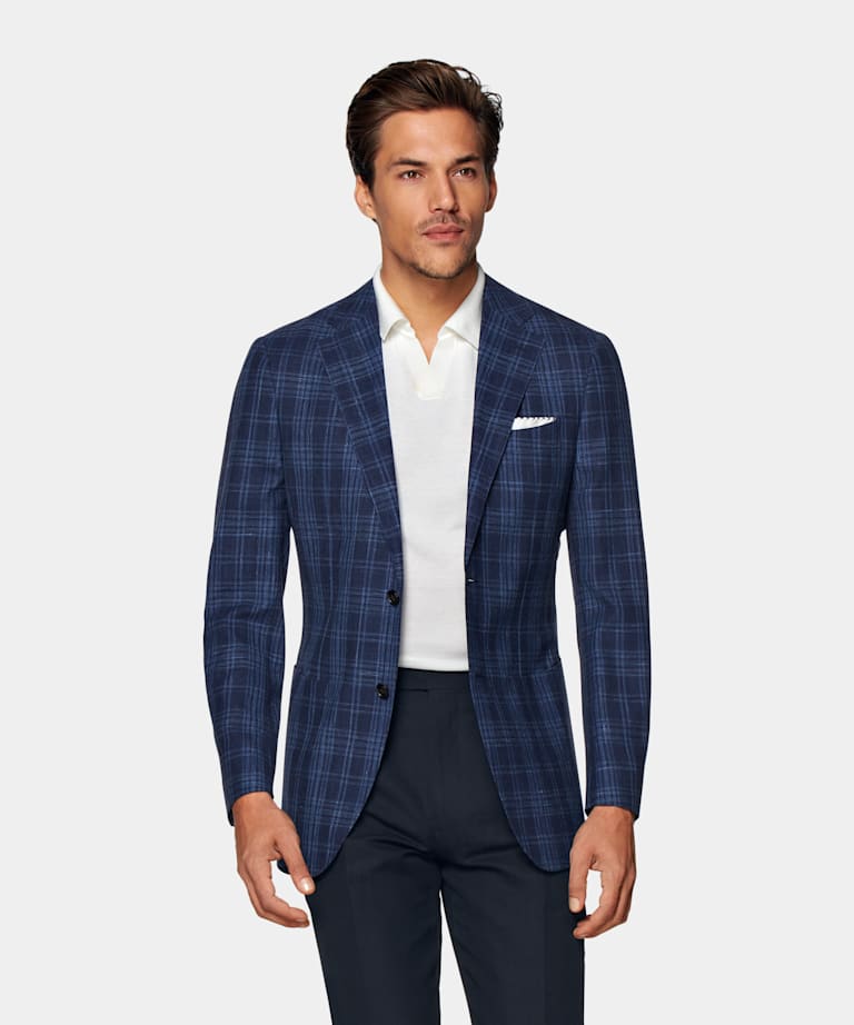 Mid Blue Checked Havana Blazer