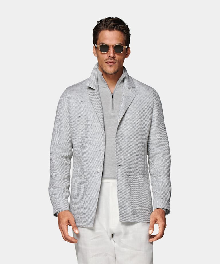 Greenwich 浅灰色衬衫式夹克