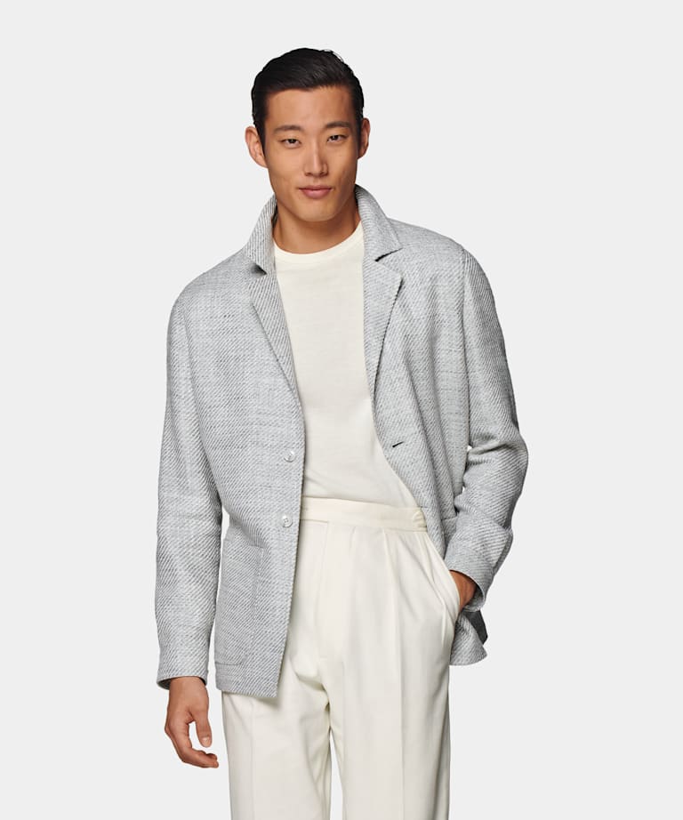 Light Grey Relaxed Fit Shirt-Jacket