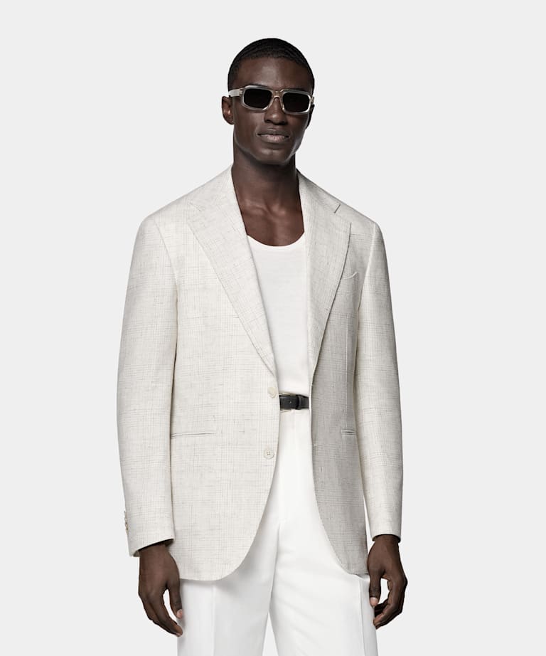 Giacca Roma grigio chiaro a quadri relaxed fit