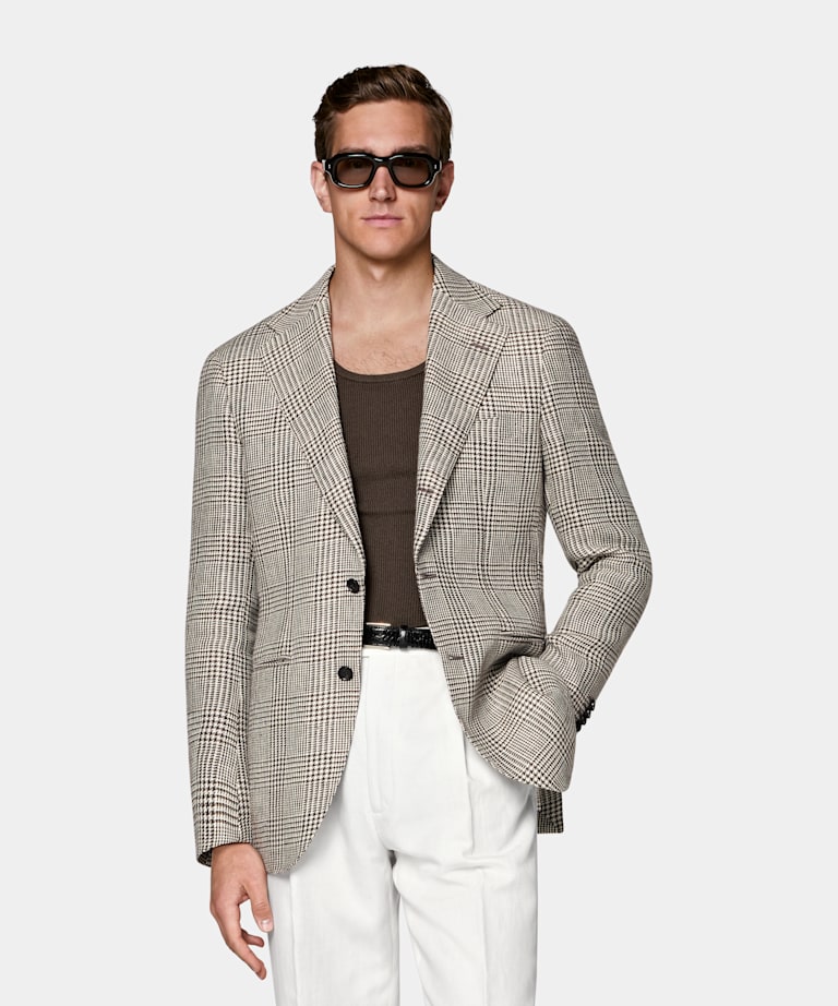 Blazer Roma coupe Relaxed marron moyen &agrave; carreaux